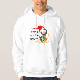 WeihnachtsPinguin-Skifahren-Schnee Hoodie
