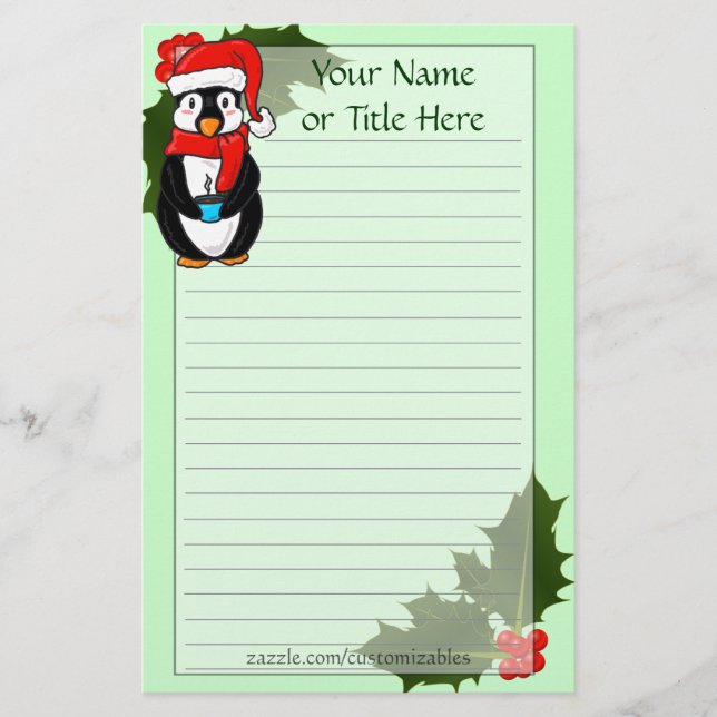 Weihnachtspinguin Stationery Briefpapier (Vorderseite)