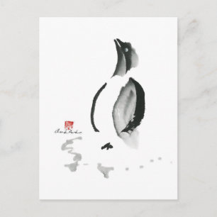 WeihnachtsPinguin, Sumi-e Feiertagspostkarte