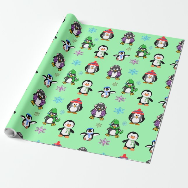 WeihnachtsPinguin-und Geschenkpapier (Ungerollt)