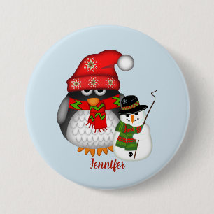 Weihnachtspinguin und Schneemann mit individuelle  Button