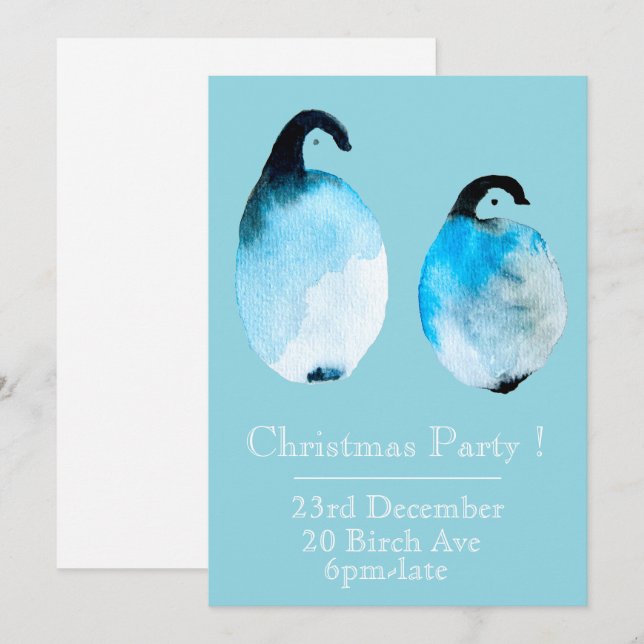 Weihnachtspinguin Weihnachtsfeier Einladung (Vorne/Hinten)