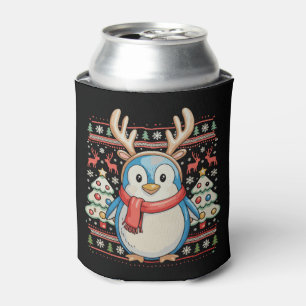 Weihnachtspinguin Xmas hässlicher Pullover Schnee  Dosenkühler
