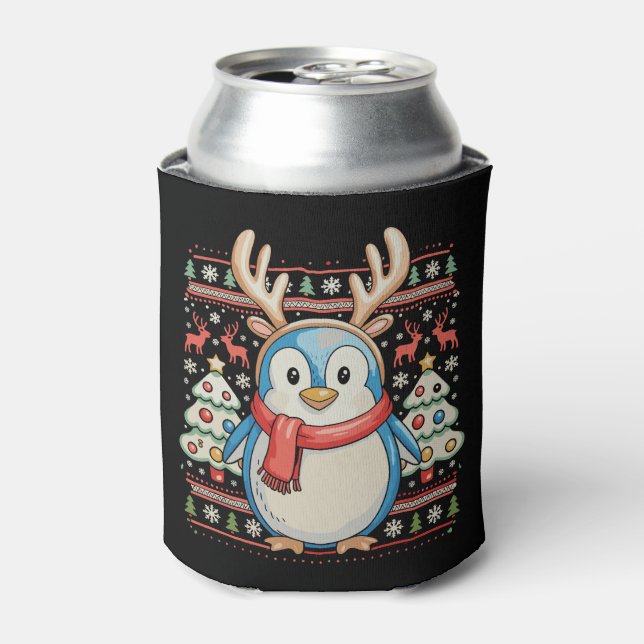 Weihnachtspinguin Xmas hässlicher Pullover Schnee  Dosenkühler (Kanne Vorderseite)