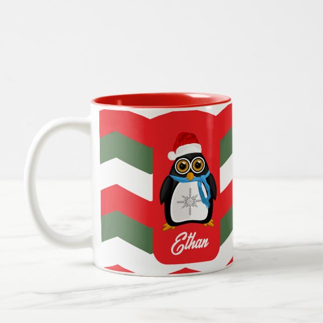 Weihnachtspinguin Zweifarbige Tasse (Links)