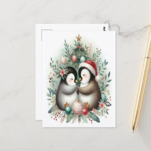 Weihnachtspinguine 4 postkarte