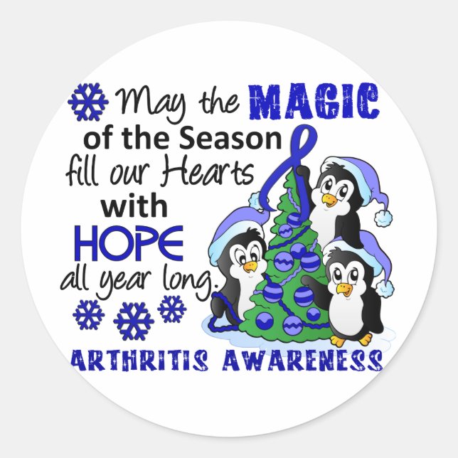 Weihnachtspinguine Arthritis Runder Aufkleber (Vorderseite)