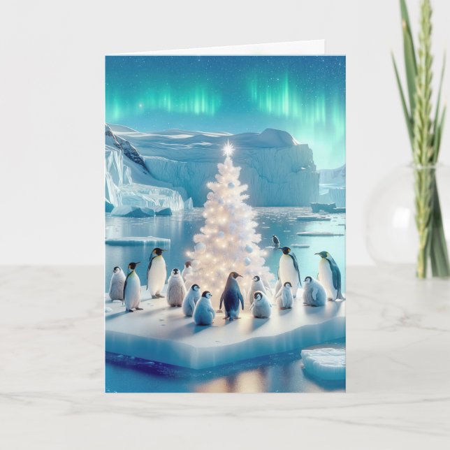 Weihnachtspinguine auf Iceberg Feiertagskarte (Vorderseite)