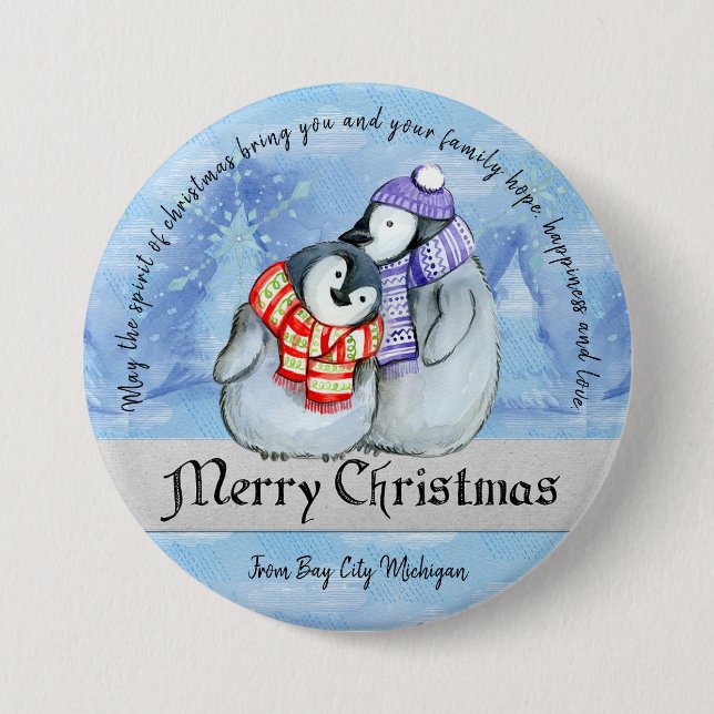 Weihnachtspinguine Button (Vorderseite)
