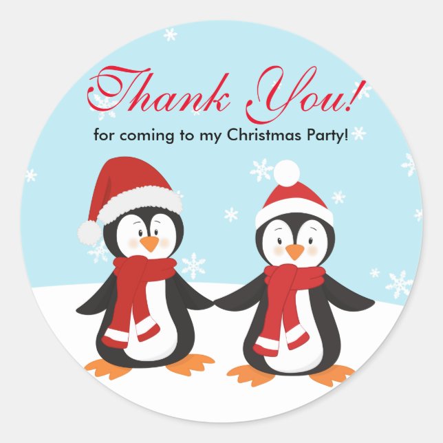 Weihnachtspinguine Feiertage Danke, Sticker (Vorderseite)