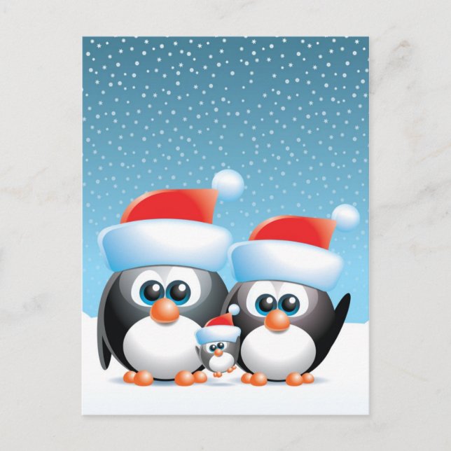 Weihnachtspinguine Feiertagspostkarte (Vorderseite)