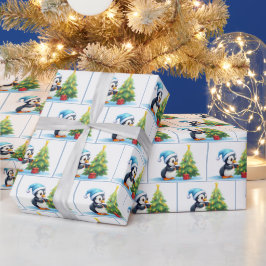 Weihnachtspinguine Geschenkpapier