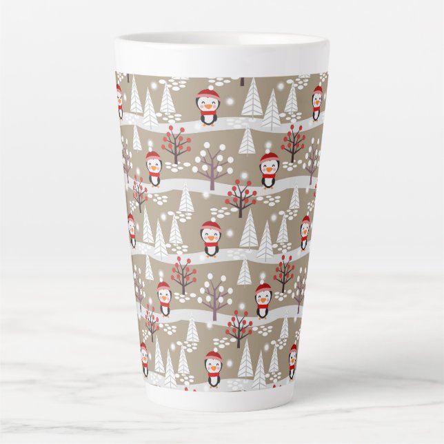 Weihnachtspinguine Latte-Tasse Milchtasse (Vorderseite)