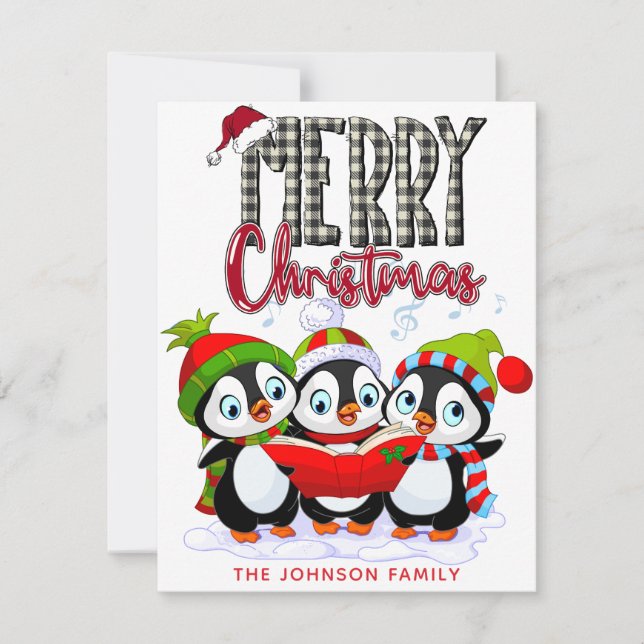 Weihnachtspinguine mit Weihnachtskarte Feiertagskarte (Vorderseite)