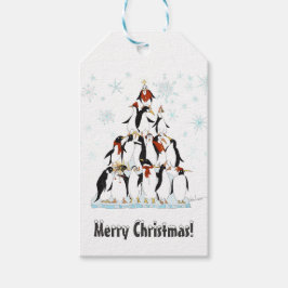 Weihnachtspinguine Muster mit Schneeflocken Geschenkanhänger