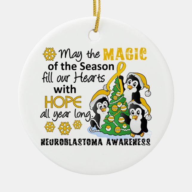 WeihnachtsPinguine Neuroblastoma Keramikornament (Vorne)