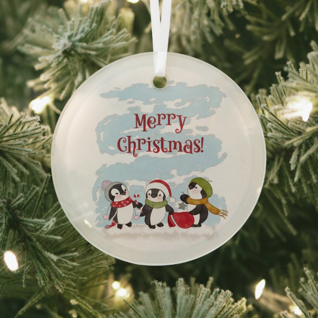 Weihnachtspinguine Ornament Aus Glas (InSitu)