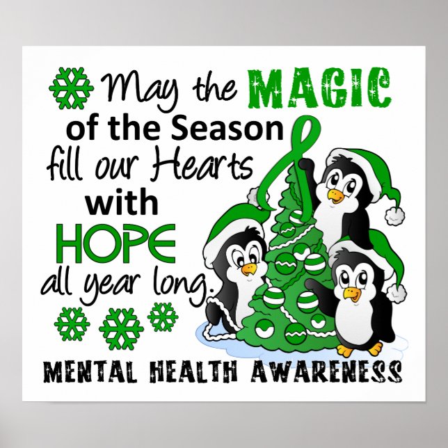 Weihnachtspinguine Psychische Gesundheit Poster (Vorne)