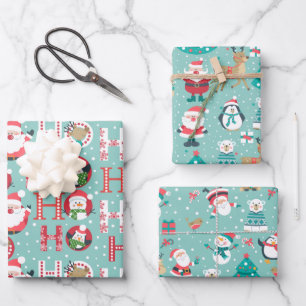 Weihnachtspinguine, Schneemänner, Weihnachtsmann a Geschenkpapier Set