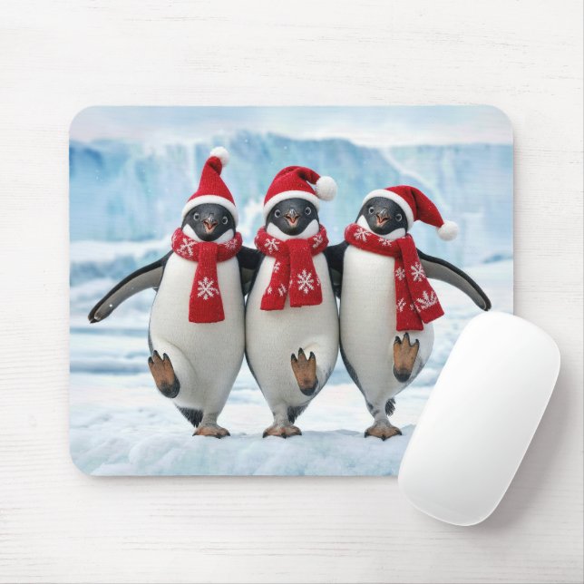 Weihnachtspinguine tanzen auf einem Eisberg Mousepad (Mit Mouse)