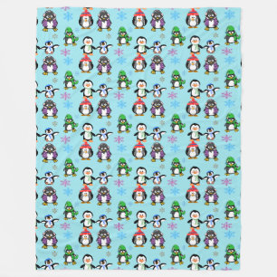 Weihnachtspinguine und Schneeflocken-Decken Fleecedecke