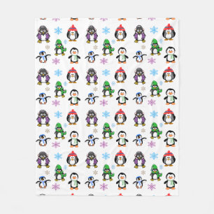 Weihnachtspinguine und Schneeflocken-Decken Fleecedecke