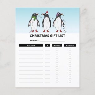 Weihnachtspinguine - Weihnachtsgeschenkliste Pläne