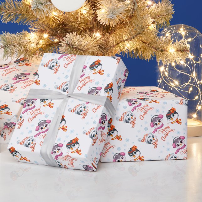 Weihnachtspinguine Wrapping Paper Geschenkpapier (Feiertage)