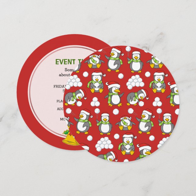 Weihnachtspinguinhintergrund Einladung (Vorne/Hinten)