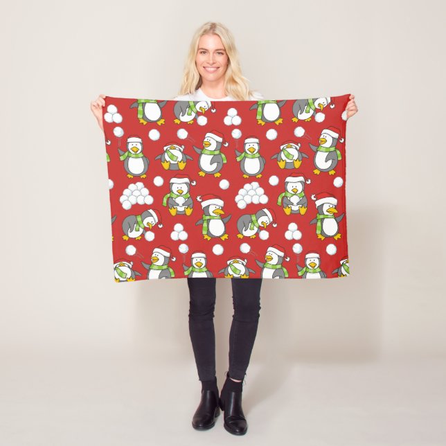 Weihnachtspinguinhintergrund Fleecedecke (Beispiel)