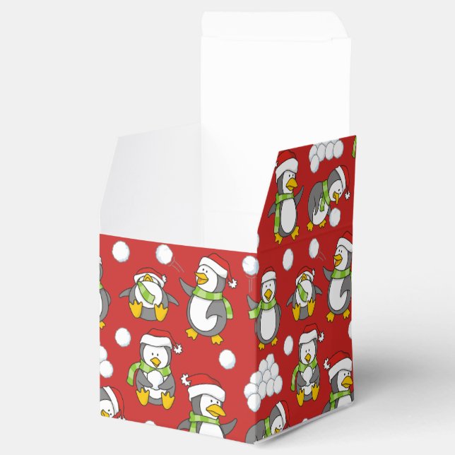 Weihnachtspinguinhintergrund Geschenkschachtel (Geöffnet)