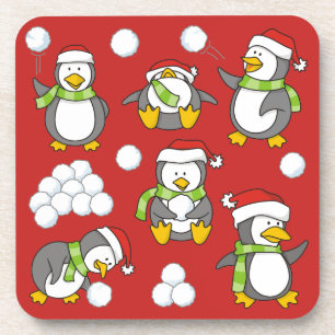 Weihnachtspinguinhintergrund Getränkeuntersetzer
