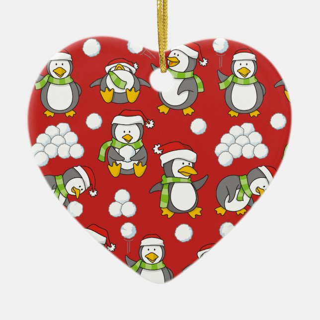Weihnachtspinguinhintergrund Keramikornament (Vorne)