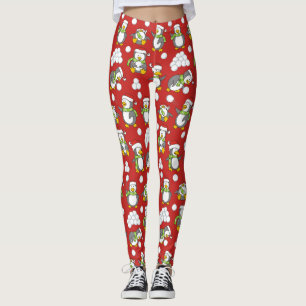 Weihnachtspinguinhintergrund Leggings