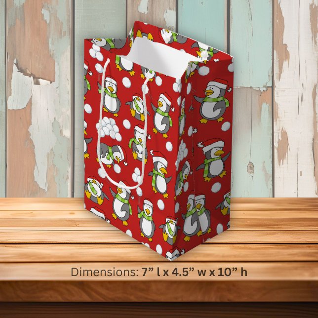 Weihnachtspinguinhintergrund Mittlere Geschenktüte (Von Creator hochgeladen)