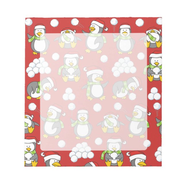 Weihnachtspinguinhintergrund Notizblock (Vorderseite)