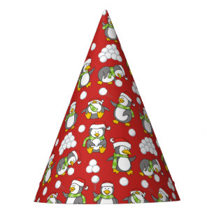 Weihnachtspinguinhintergrund Partyhütchen