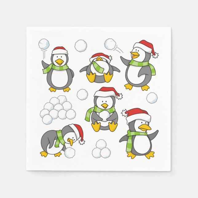 Weihnachtspinguinhintergrund Serviette (Vorderseite)