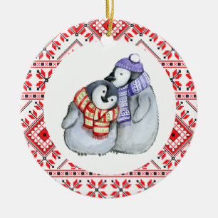 WeihnachtsPinguinwintertier-Dekorationsflitter Keramik Ornament