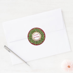 Weihnachtspinsel Dekorierter Kranz Runder Aufkleber