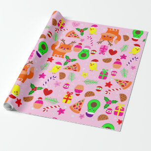 weihnachtspizza huhn vogel avocado rosa geschenkpapier