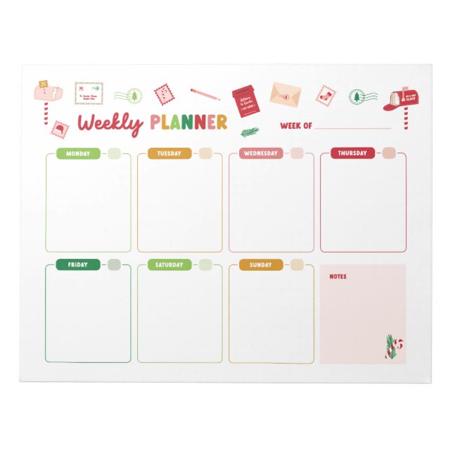 Weihnachtsplaner Weihnachtsfeiertag Notepad Notizblock (Vorderseite)