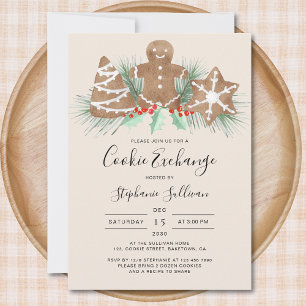 Weihnachtsplätzchen-Austauschparty für Lebkuchenmä Einladung