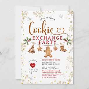 Weihnachtsplätzchen-Austauschparty Winter-Schneefl Einladung