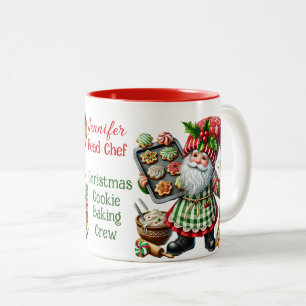 Weihnachtsplätzchen-Back-Crew - Gnom-Köche Zweifarbige Tasse