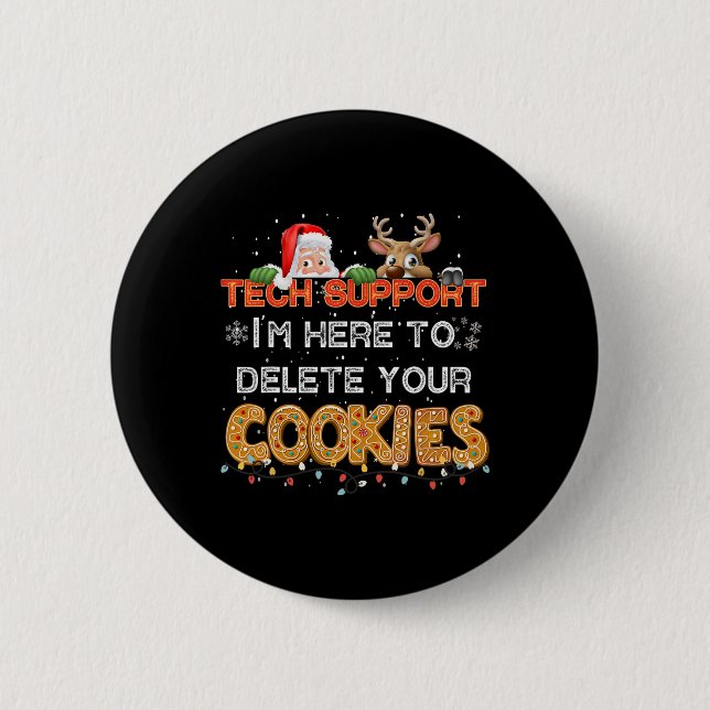 Weihnachtsplätzchen-Crew-Pyjamas Tech King Familie Button (Vorderseite)
