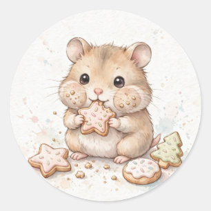 Weihnachtsplätzchen-Hamster-Aufkleber Runder Aufkleber