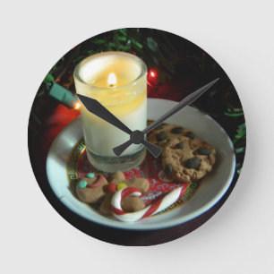 Weihnachtsplätzchen-Kerze III Runde Wanduhr