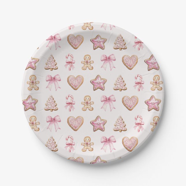 Weihnachtsplätzchen-Muster-Baby-Party Pappteller (Vorderseite)