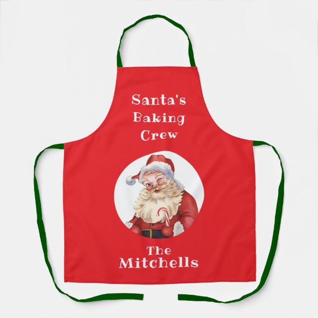 Weihnachtsplätzchen Retro Santas Backcrew Unisex Schürze (Vorderseite)